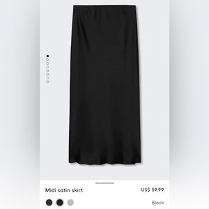 Black satin midi skirt. Brand Mango. New collection. Brand new.